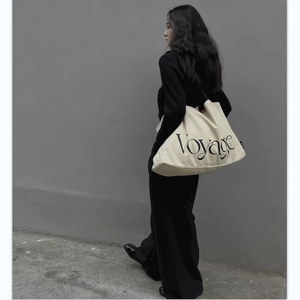 กระเป๋าผ้าใบแฟชั่นผ้าฝ้ายมีหูหิ้วพิมพ์โลโก้ตามสั่งขนาดใหญ่ - Product Image 5