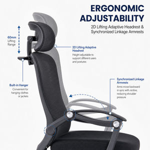 Modern Ergonomic Mesh Executive Office Chair with Adjustable Height Headrest Armrests Reclining Seat for Home Office - Product Image 3