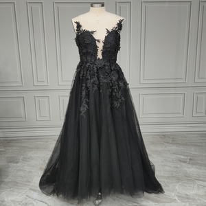 black dress with lace on top Black Sweetheart Lace Midi Dress – self-portrait main image 1