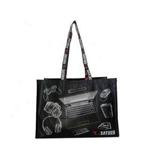 Recycled Non Woven Shopping Bag with Long Handle Simple Design <b>Laminated</b> RPET Bag - Product Image 1