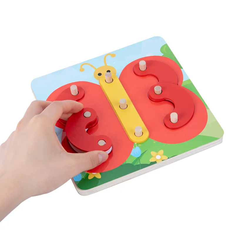 Qingtang Montessori Geometrische Vorm Kolom Set Houten Nail Board Puzzel Puzzel Voor Kinderen