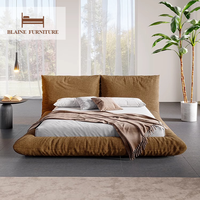 Cadre de lit de luxe de Style moderne haut de gamme King Queen pleine taille 1.8 Double adultes meubles de chambre en bois cuir maison hôtel