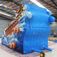 Château gonflable WINSUN écologique en PVC, combo bateau pirate, avec toboggan aquatique et sec, usage commercial intérieur/extérieur
