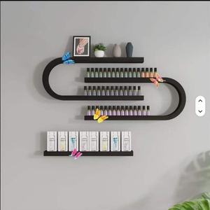 Exhibidor de Esmalte de Uñas de Madera Blanca para Salón de Belleza Moderno, Montado en la Pared - Product Image 2