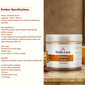 Gommage visage Gold Ojas Scrub Vedicline, formule naturelle exfoliante à base de plantes pour un nettoyage en profondeur, une peau renouvelée et un éclat lumineux. - Product Image 3