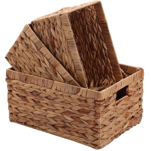 Dệt Tay <span class=keywords><strong>Wicker</strong></span> Nước Hyacinth Lưu Trữ Giỏ Mạnh Mẽ Được Xây Dựng Trong Xử Lý Dệt Giỏ Cho Nhà Lưu Trữ Tổ Chức Cho Phòng Tắm - Product Image 1
