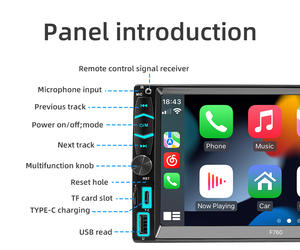 Radio stéréo de voiture 2 DIN MP5 Radio de voiture multimédia avec lecteur CarPlay <span class=keywords><strong>Bluetooth</strong></span> à écran tactile Affichage numérique 7 pouces - Product Image 3