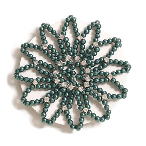 Perle <span class=keywords><strong>Chignon</strong></span> Couverture Élastique Crochet Maille Net avec Strass Accents Danse/Sport/Travail Cheveux Titulaire - Product Image 3