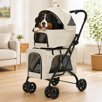 Poussette pour grand chien 20 kg, robuste, à deux niveaux, cadre en acier carbone 0,8 mm, pliage en un clic, 360° °   Swivel OEM