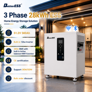 ออลอินวัน 28kWh 32kWh 51.2V 560Ah 628Ah แบตเตอรี่ในตัว 3 เฟส 12KW สำหรับระบบกักเก็บพลังงานแสงอาทิตย์เคลื่อนที่สำหรับบ้าน 51.2V 628Ah ความจุสูง - Product Image 1