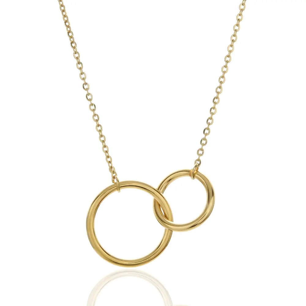 Fashion Tarnish Free Edelstahl Double Linked Ring Interlocking Eternity Hoop Circle Infinity Halskette