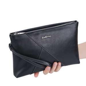 Nouveaux portefeuilles longs pour hommes en cuir PU solide avec fermeture éclair et sangle de poignée, style portefeuille de <span class=keywords><strong>téléphone</strong></span> pour hommes - Product Image 1