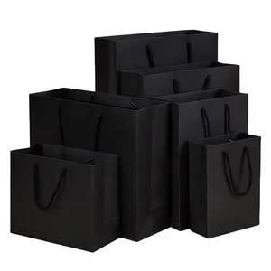 Wholesale Factory Price Luxury Eco-friendly Black Card Paper Carrier Bag Paper Shopping Bag Gift Packaging Bag