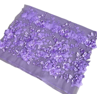 ZSY kain renda bunga sifon 3D lembut Pink persik kain renda Tule pengantin bordir kelopak bunga 3D untuk gaun pernikahan