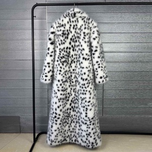 معطف شتوي نسائي سميك بنقشة الفهد الأبيض، يحاكي فرو الثعلب، مع ياقة طويلة - Product Image 5