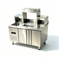 Table de préparation pour bubble tea avec réfrigérateur ou congélateur intégré pour les magasins de boissons, cafés, bars à jus, taille et style personnalisés