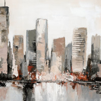 Peintures murales modernes à la mode, représentant un paysage urbain avec reflets de l'horizon, pour la décoration du salon