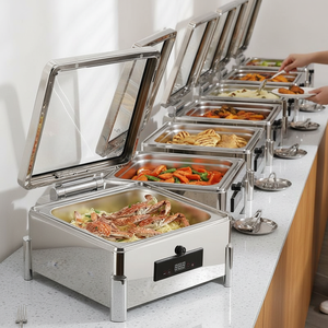 高級電気ガラス製保温鍋 工場直販 多用途 金属製 新デザイン スマートビュッフェセット ガラス蓋付き - Product Image 3