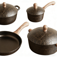 Ensemble de casseroles et poêles en granit renforcé de titane, antiadhésif, durable, 4 pièces, batterie de cuisine pour nouvelle maison, passe au lave-vaisselle