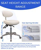 Tabouret d'opérateur dentaire en microfibre avec dossier arqué, commande à trois leviers, chaise ergonomique pour médecin, réglable en hauteur, multicolore, OEM