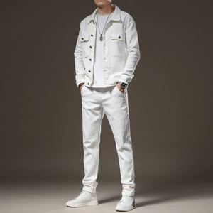 Conjunto de Jeans Casuales para Hombre, Ajustados, con Botones, de Mezclilla Lavada Transpirable, para Primavera y Otoño - Product Image 2