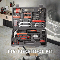 Boîte à outils de réparation professionnelle de 146 pièces, kit d'outils à main avec étui souple, outils combinés en acier au carbone OEM, garantie d'un an