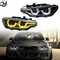 JY Auto LED Angel Eyes Doppellinsen-Scheinwerfer-Set Gelbes und Weißes Tagfahrlicht Plug-and-Play für BMW F30 Scheinwerfer