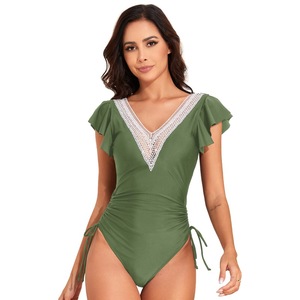 2025 nouveau gros Nylon une pièce femmes <span class=keywords><strong>maillot</strong></span> <span class=keywords><strong>de</strong></span> <span class=keywords><strong>bain</strong></span> <span class=keywords><strong>volant</strong></span> manches taille haute u-back maillots <span class=keywords><strong>de</strong></span> <span class=keywords><strong>bain</strong></span> Bikini maillots <span class=keywords><strong>de</strong></span> <span class=keywords><strong>bain</strong></span> fabricant - Product Image 3