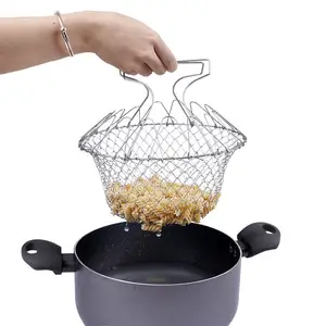 Multifunction Deep Fry Basket Stainless Steel Foldable Strainer for Cooking Fryer Strainer Cook Colander French Chip Frying