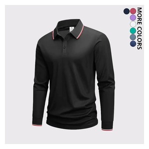 เสื้อโปโลผู้ชายผ้าถักน้ำหนักปานกลาง 200 กรัม แบบกำหนดเอง รับผลิตแบบ OEM ODM เสื้อยืดแขนยาวมีปก แบรนด์ส่วนตัว - Product Image 1