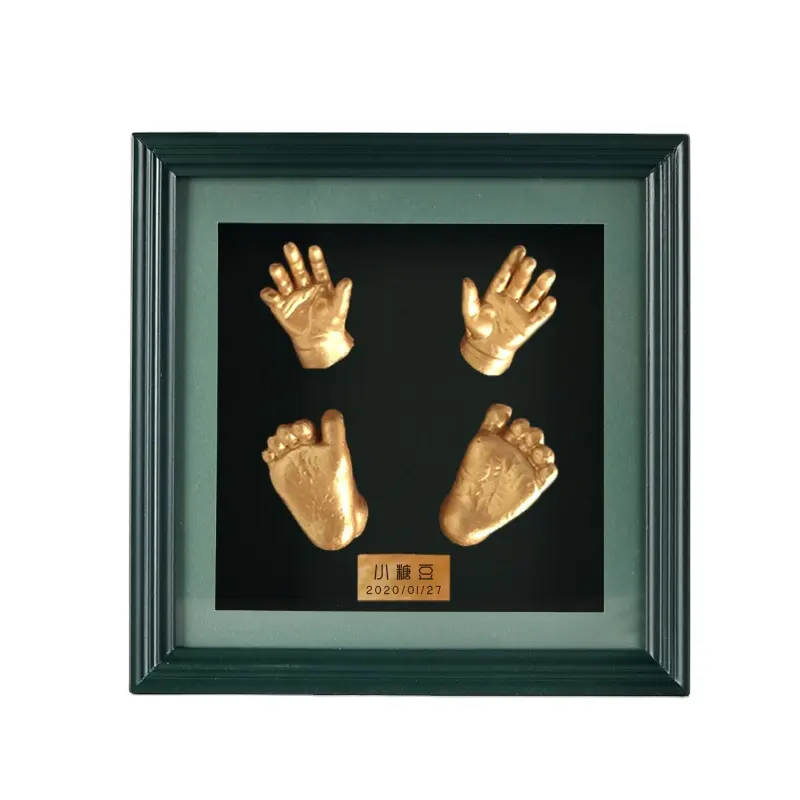 eco-friendly Baby hand foot print 3D casting display box Dry Flower Frame Home Decoration Gift shadow box frame