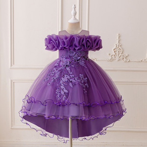 Robe de princesse de luxe en dentelle et maille pour filles, robe de soirée personnalisée pour enfants, robe de fête d'anniversaire, robe de mariage, robe de performance scénique pour piano - Product Image 3