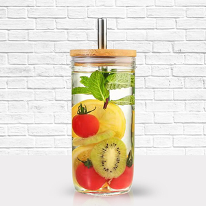 Popular 100mL 200ml 250ml 300ml 330ml 400ml 730ml Cilindro transparente beveage Frascos <span class=keywords><strong>de</strong></span> vidrio con tapa y pajita - Product Image 3