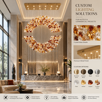 Grand lustre circulaire en verre cristal à dégradé de couleurs, luminaire suspendu de luxe pour hall d'hôtel, villa, plafond haut
