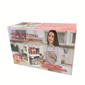 Double Layer Kitchen <b>Spice</b> Organizer <b>Rack</b> Holder Cabinet Pantry <b>Rotating</b> Storage Shelf - Product Image 6