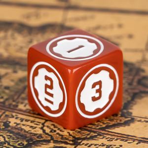 FACCUB Logotipo Personalizado Ângulo Direito Amarelo Vermelho Impresso D6 Resina Plástico RPG Promocional Dice <span class=keywords><strong>Cube</strong></span> Toy - Product Image 4