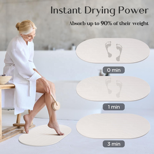 מחצלת אמבטיה דקה במיוחד, בעלת צורה אליפטית בהתאמה אישית, מתייבשת באופן מיידי, נגד החלקה, עשויה מאדמת דיאטומית, עם דוגמא חרוטה, משמשת גם כמחצלת ייבוש למטבח. - Product Image 2