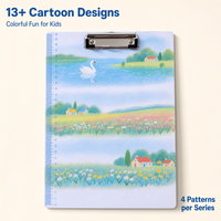 Porte-documents A4 décoratif à motif de dessin animé avec règle intégrée et boucle de suspension, mignon, multi-designs, en PP, pour l'école et les enfants