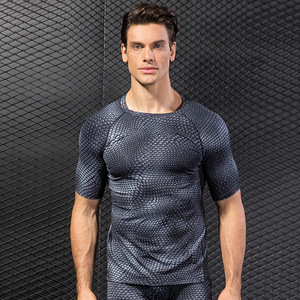Camiseta Deportiva de Compresión para Gimnasio, con Costuras Planas 3D, Spandex, 180g, Tejido de Punto, Diseño en Blanco, para Hombre, Venta al Por Mayor - Product Image 4