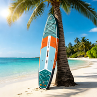 Planche de paddle gonflable Teal Coral 335x84x15cm, largeur 33 pouces, kit DWF Drop Stitch à rayures orange, usine OEM CE BSCI