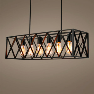Rectangular Stainless Steel Gold Body Pendant <b>Light</b> E26 LED Bulbs 3500K Warm White Adjustable Height Living Room <b>Chandelier</b> - Product Image 6