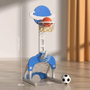 Crianças brinquedos de alta qualidade quadro tiro esportes indoor mini planeta rack cesta basquete pode levantar plástico suporte futebol do bebê