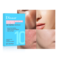 Masque facial en feuille d'acide hyaluronique personnalisé à 10 couches, 5 pièces, marque privée, hydratation intensive, réparation après-soleil, masque pour le visage, logo personnalisé