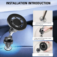 Support magnétique pour téléphone de voiture avec vis de 1/4'' et rotation à 360° °   Support de bras réglable avec aimant puissant N52 compatible avec iPhone 12-17