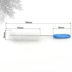 Plastic Handle Tube Brush Stainless Steel Brush Nylon Soft Brush Wine Glass Cleaning Brush Tall Glass Cleaning Brush