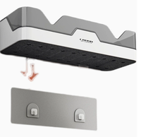 Lot de 2 étagères de salle de bain murales non perforées pour table de douche et rangement de toilette