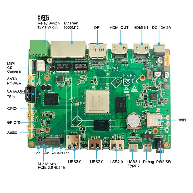 RK3588 Android PCBA Motherboard Self-Service Terminal with 8K Advertising & Face Recognition OEM Supplier for Control Devices