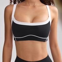 Soutien-gorge de yoga pour femme à maintien élevé, respirant, anti-plis, avec bretelles croisées et design color block, en Spandex/Nylon