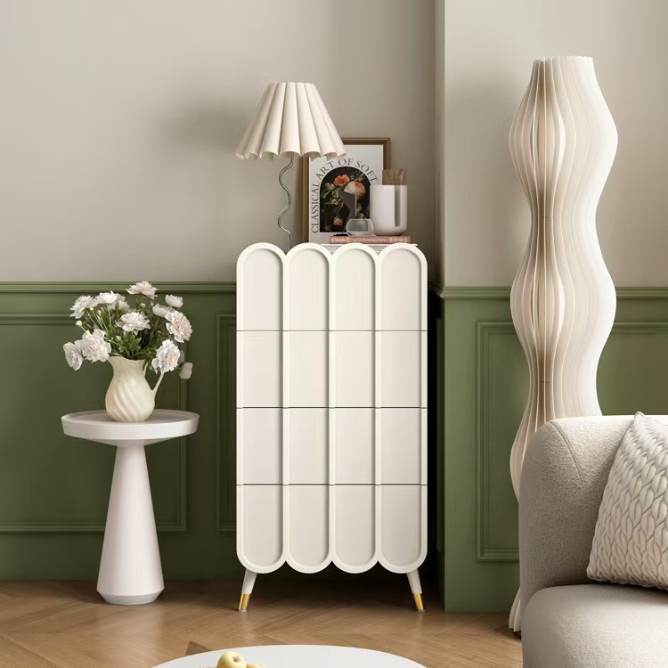 ตู้ลิ้นชักสี่ลิ้นชักสีขาวครีม 0.5 ม. รวมการติดตั้ง