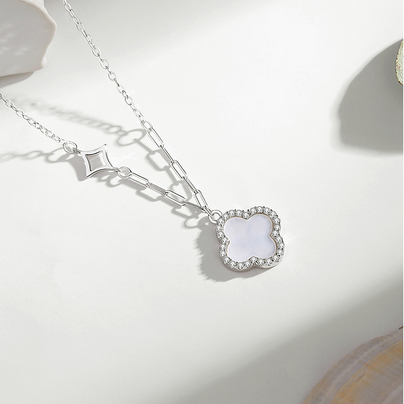 FDXZ-116 Korean Elegant 925 Sterling Silver CZ Shell Pendant